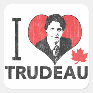 Pegatina Cuadrada I Heart Trudeau