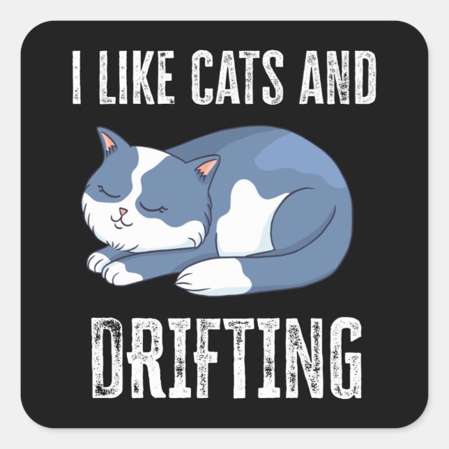 Pegatina Cuadrada I like Cats and Drifting Gift (Anverso)