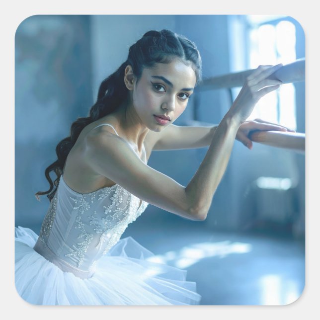 PEGATINA CUADRADA I LOVE BALLET - BALLET & DANCE (Anverso)