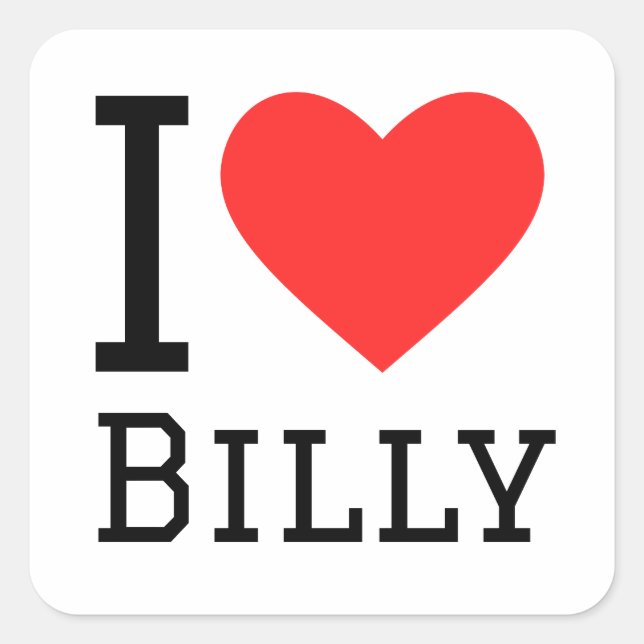 Pegatina Cuadrada I love billy (Anverso)