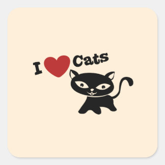 Pegatina Cuadrada I love cats