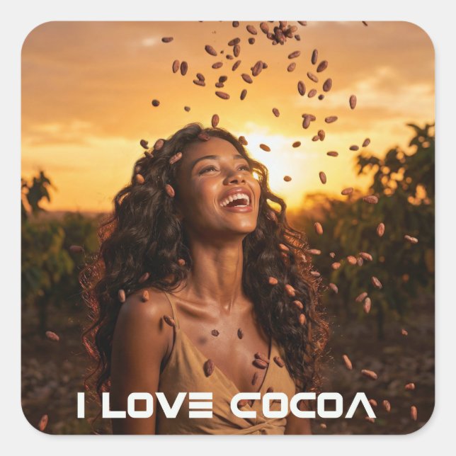 PEGATINA CUADRADA I LOVE COCOA (Anverso)