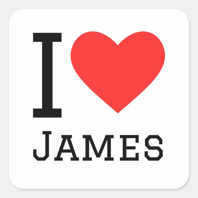 Pegatina Cuadrada I love james (Anverso)