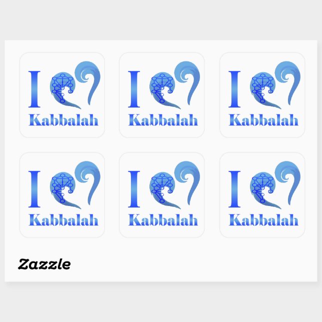 Pegatina Cuadrada I love Kabbalah Rectangular Sticker (Hoja)