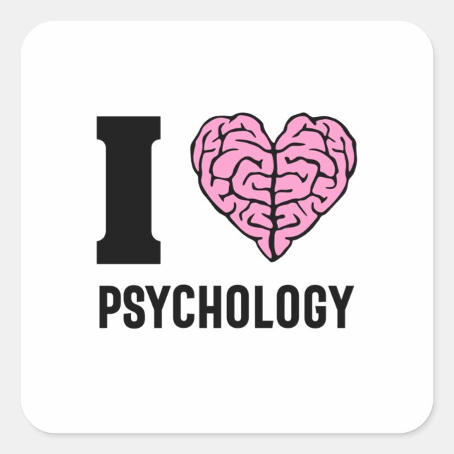 Pegatina Cuadrada I Love Psychology (Anverso)