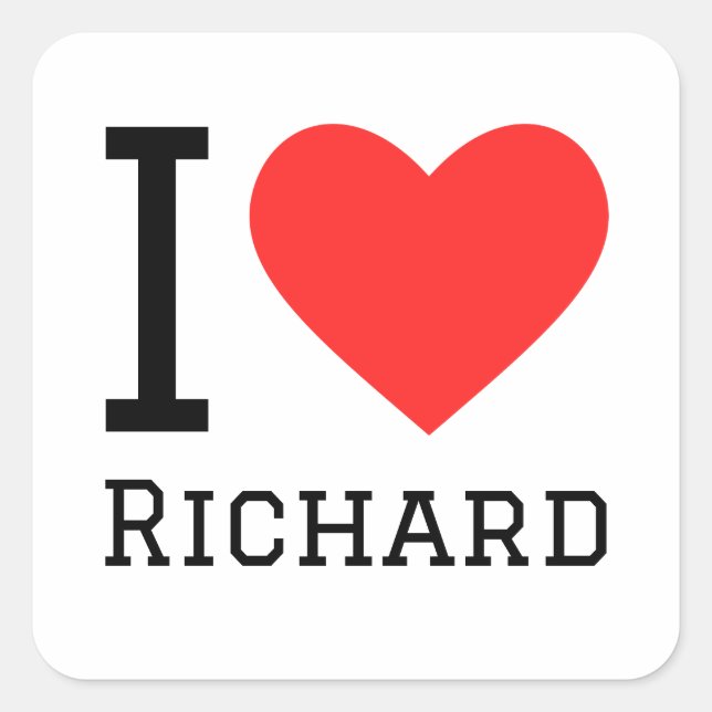 Pegatina Cuadrada I love richard (Anverso)