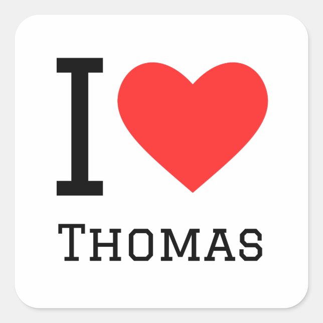 Pegatina Cuadrada I love thomas (Anverso)