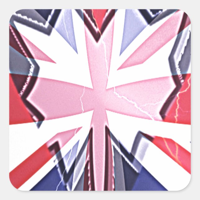 Pegatina Cuadrada "I love UK" Art Print (Anverso)