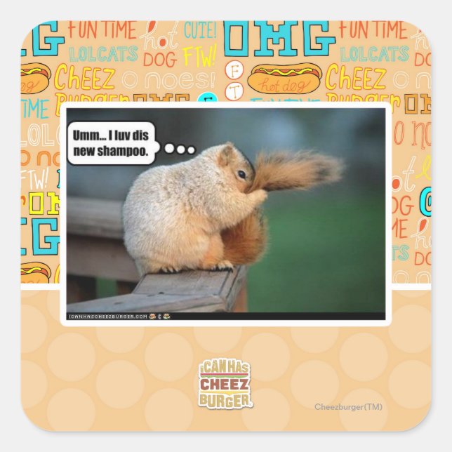 Pegatina Cuadrada I luv dis nuevo champú (Anverso)