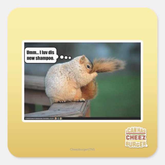 Pegatina Cuadrada I luv dis nuevo champú (Anverso)