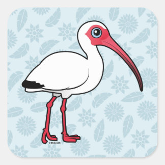 Pegatina Cuadrada Ibis blanco birdorable