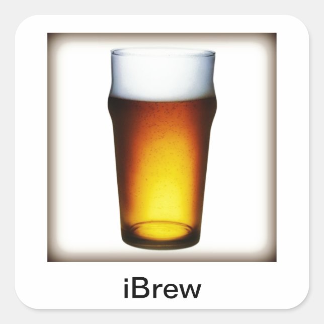 Pegatina Cuadrada iBrew Ale Glass (Anverso)