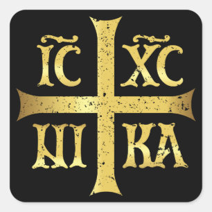 PEGATINA CUADRADA IC XC NIKA JESUCRISTO VENCIERTE