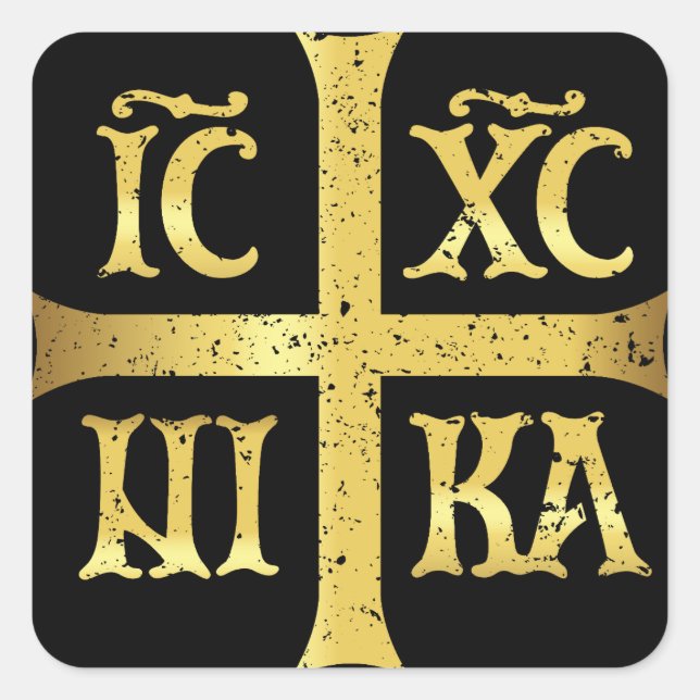 PEGATINA CUADRADA IC XC NIKA JESUS CHRIST CONQUISTA (Anverso)
