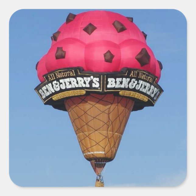 Pegatina Cuadrada Ice Cream Cone Balón de aire caliente (Anverso)