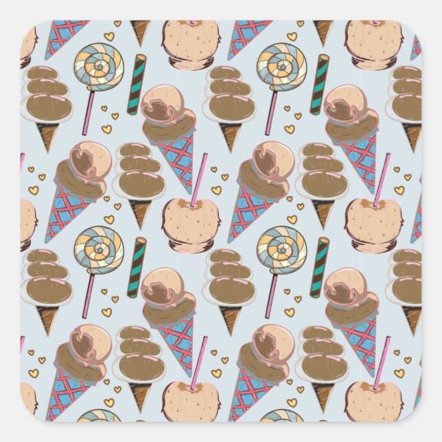 Pegatina Cuadrada Ice cream pattern | Lollies pattern | lollipop 25 (Anverso)