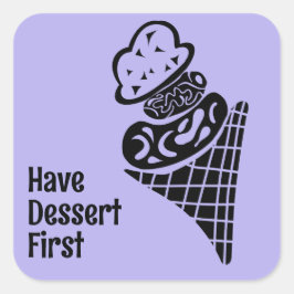 Pegatina Cuadrada Ice Cream Woodcut