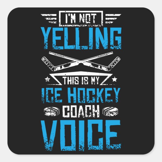 Pegatina Cuadrada Ice Hockey Yelling Coach (Anverso)