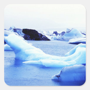 Pegatina Cuadrada Icebergs en la laguna de Jokulsarlon