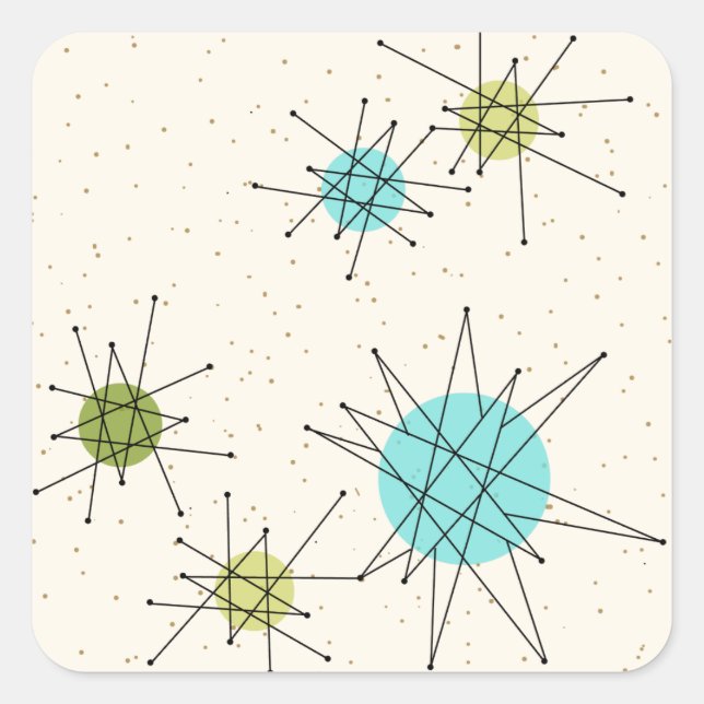 Pegatina Cuadrada Icénicos Pegatinas de la Plaza de los Starburns At (Anverso)