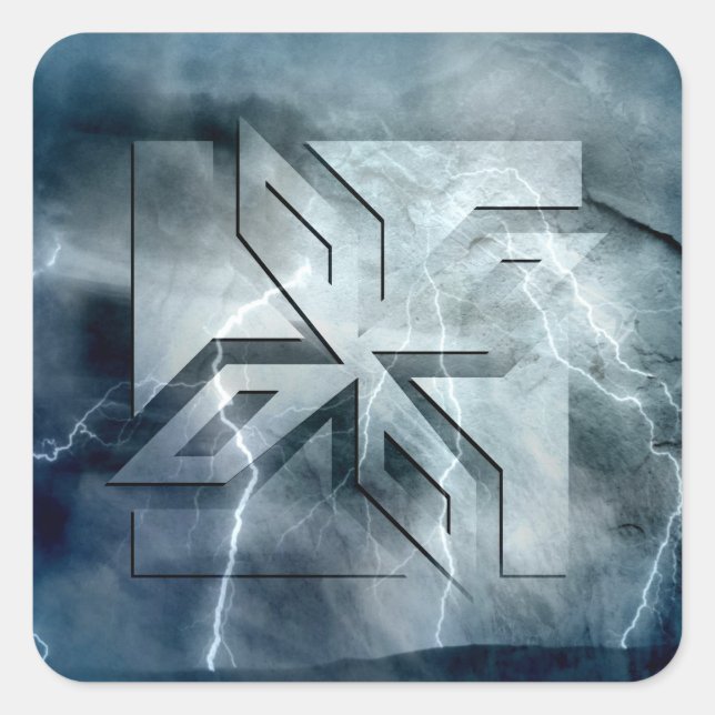 Pegatina Cuadrada Icono Art Deco Ninja Star, pararrayos Galaxy (Anverso)