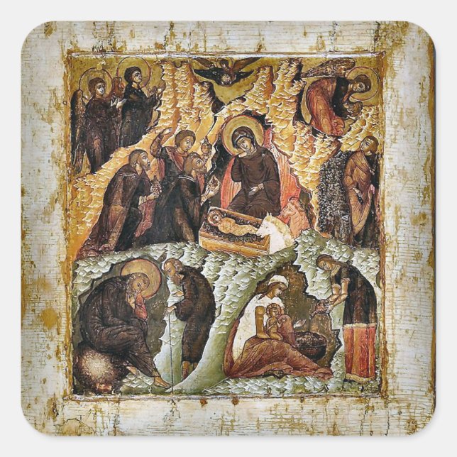 Pegatina Cuadrada Ícono cristiano ortodoxo bizantino