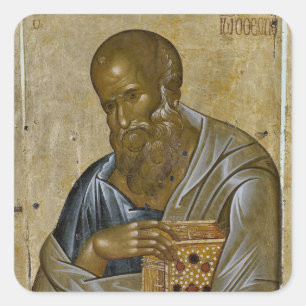 Pegatina Cuadrada Icono cristiano ortodoxo de San Juan el Evangelist