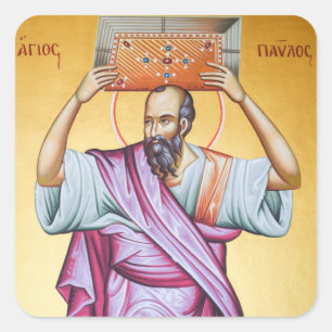 Pegatina Cuadrada Icono cristiano ortodoxo de San Pablo