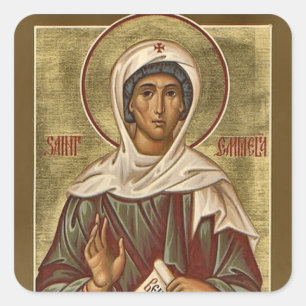 Pegatina Cuadrada Icono cristiano ortodoxo de Sta. Emilia