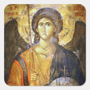 Pegatina Cuadrada Icono cristiano ortodoxo del arcángel Gabriel