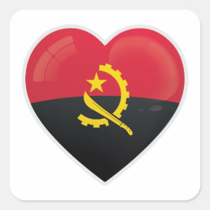 Pegatina Cuadrada Icono de amor de Angola