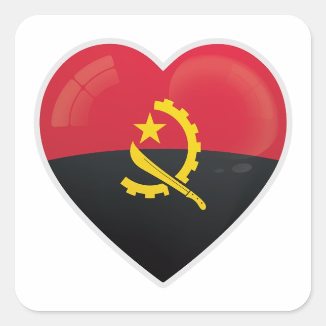 Pegatina Cuadrada Icono de amor de Angola (Anverso)