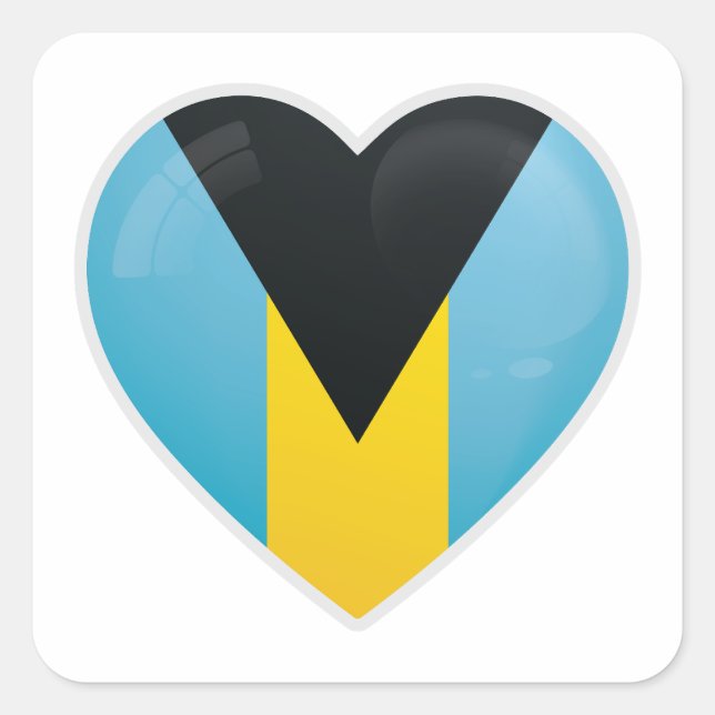 Pegatina Cuadrada Icono de amor de Bahamas (Anverso)