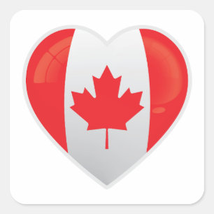 Pegatina Cuadrada Icono de amor de Canadá