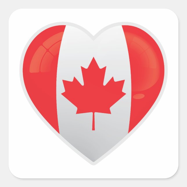 Pegatina Cuadrada Icono de amor de Canadá (Anverso)