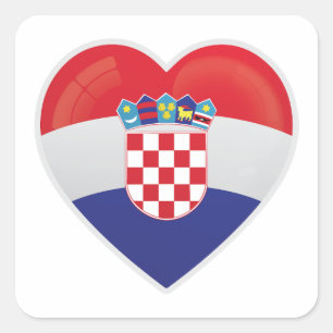 Pegatina Cuadrada Icono de amor de Croacia