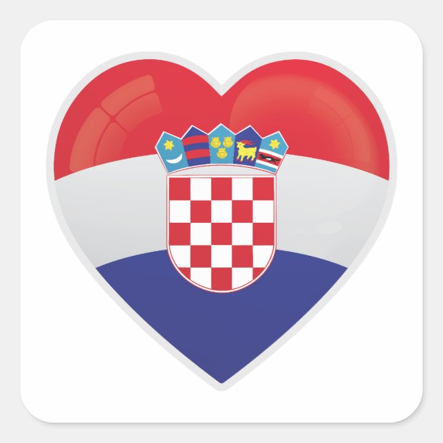 Pegatina Cuadrada Icono de amor de Croacia (Anverso)