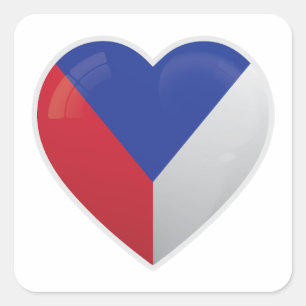 Pegatina Cuadrada Icono de amor de la República Checa