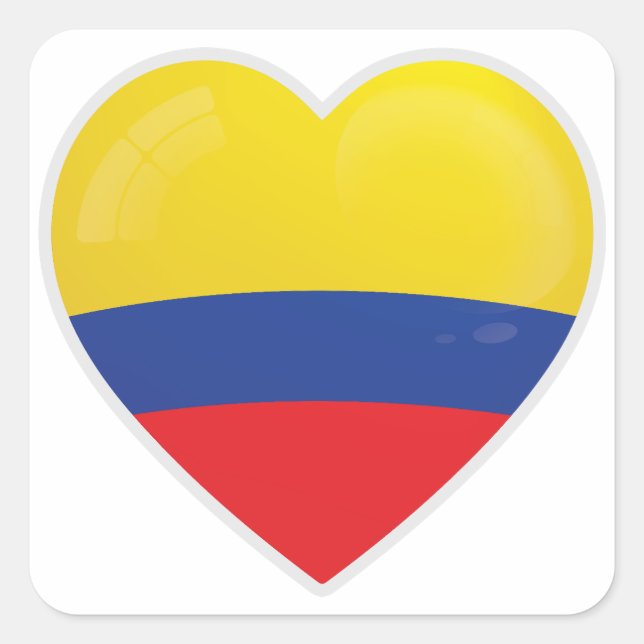 Pegatina Cuadrada Icono de amor en Colombia (Anverso)