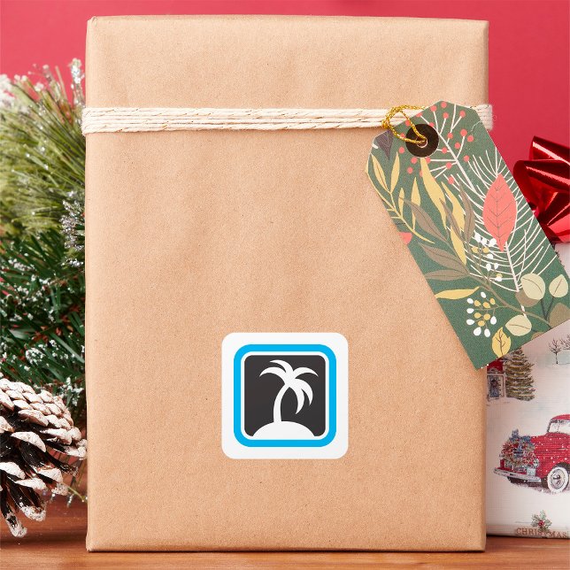 Pegatina Cuadrada Icono de árbol de palma (Subido por el creador)