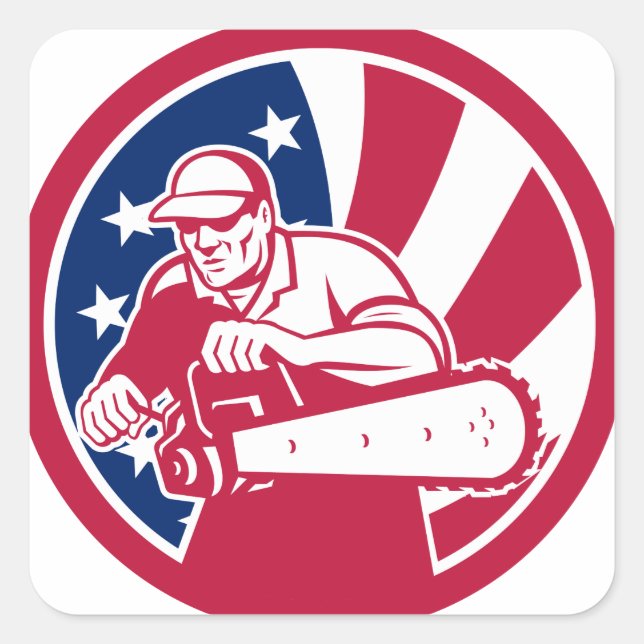 Pegatina Cuadrada Icono de bandera de Estados Unidos (Anverso)