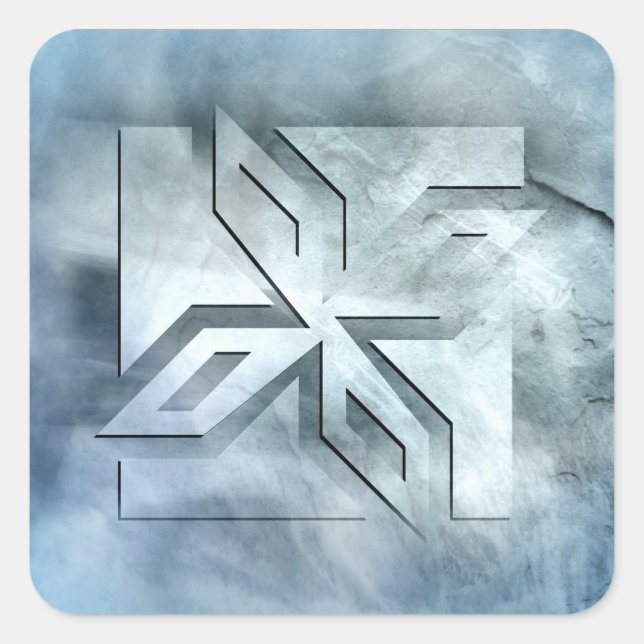 Pegatina Cuadrada Icono de estrella Art Deco Ninja en piedra (Anverso)