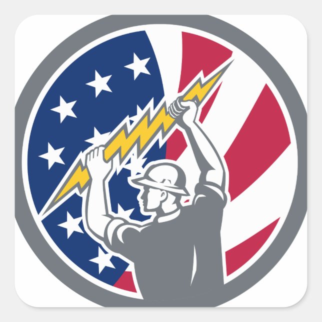 Pegatina Cuadrada Icono de la bandera de EEUU de los EEUU (Anverso)