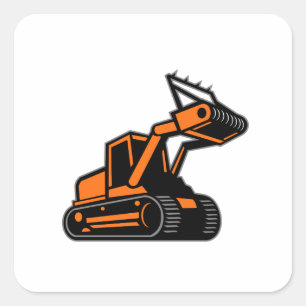 Pegatina Cuadrada Icono de tracción de multado de seguimiento retro