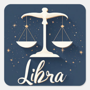 Pegatina Cuadrada Icono del signo zodiacal Libra con balanzas equili