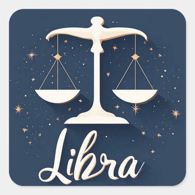 Pegatina Cuadrada Icono del signo zodiacal Libra con balanzas equili (Anverso)