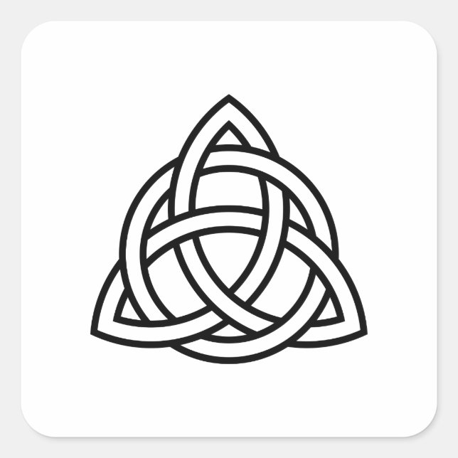 Pegatina Cuadrada Icono negro original de Triquetra Celta Knot (Anverso)