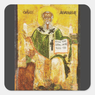 Pegatina Cuadrada Icono ortodoxo de San Atanasio de Alejandría
