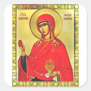 Pegatina Cuadrada icono ortodoxo de Santa María Magdalena