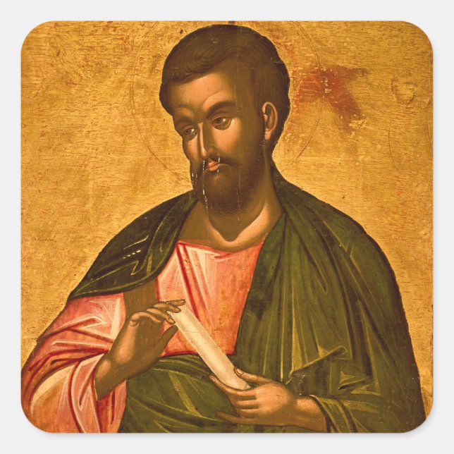 Pegatina Cuadrada Icono ortodoxo del apóstol Bartolomé (Nataniel) (Anverso)